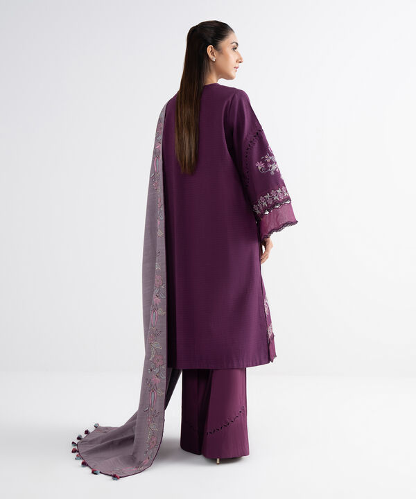 3 Piece - Embroidered Dobby Suit