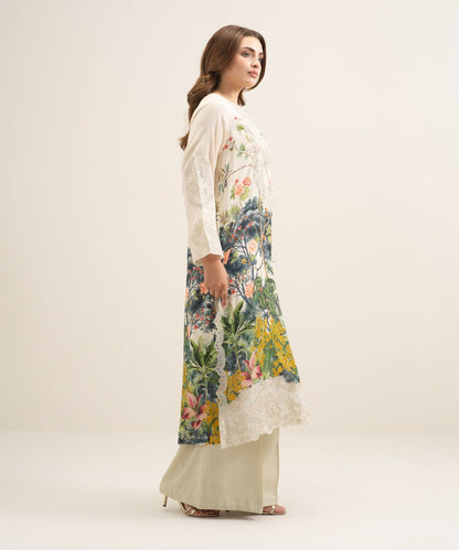 2 Piece - Embroidered Raw Silk Suit