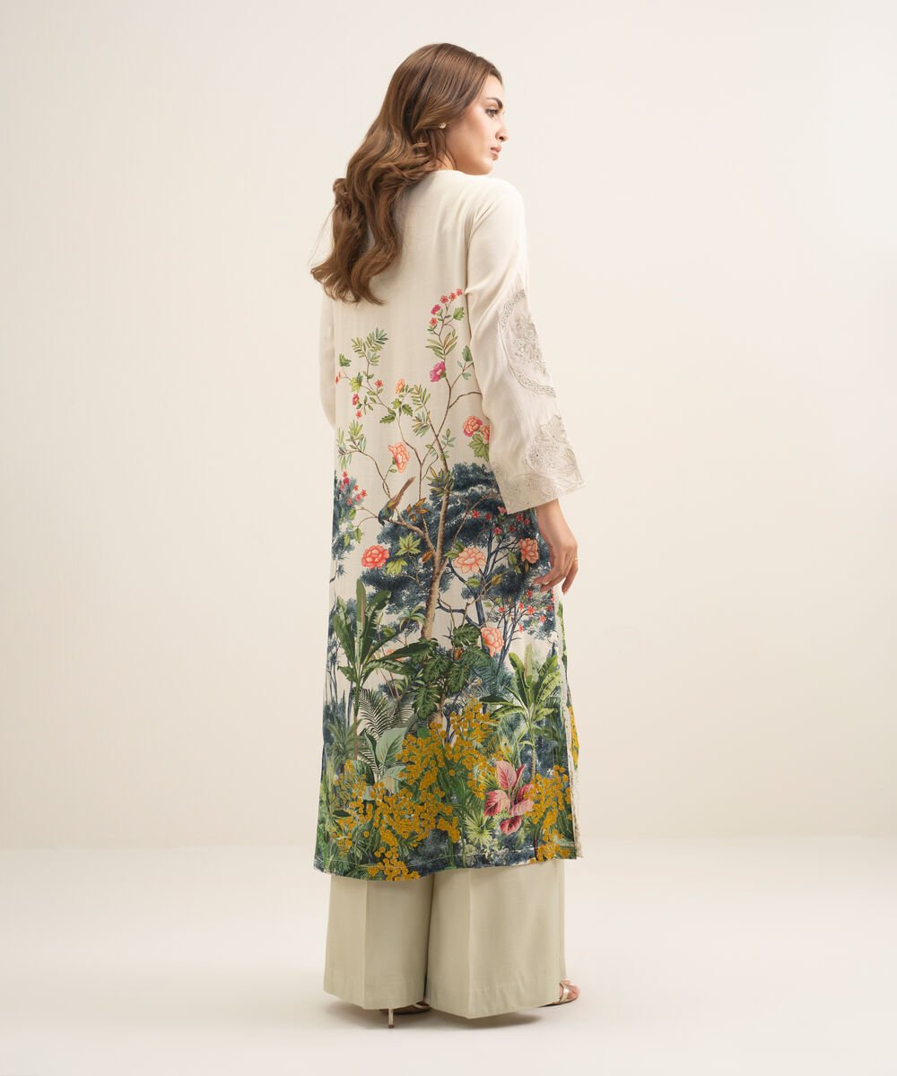 2 Piece - Embroidered Raw Silk Suit