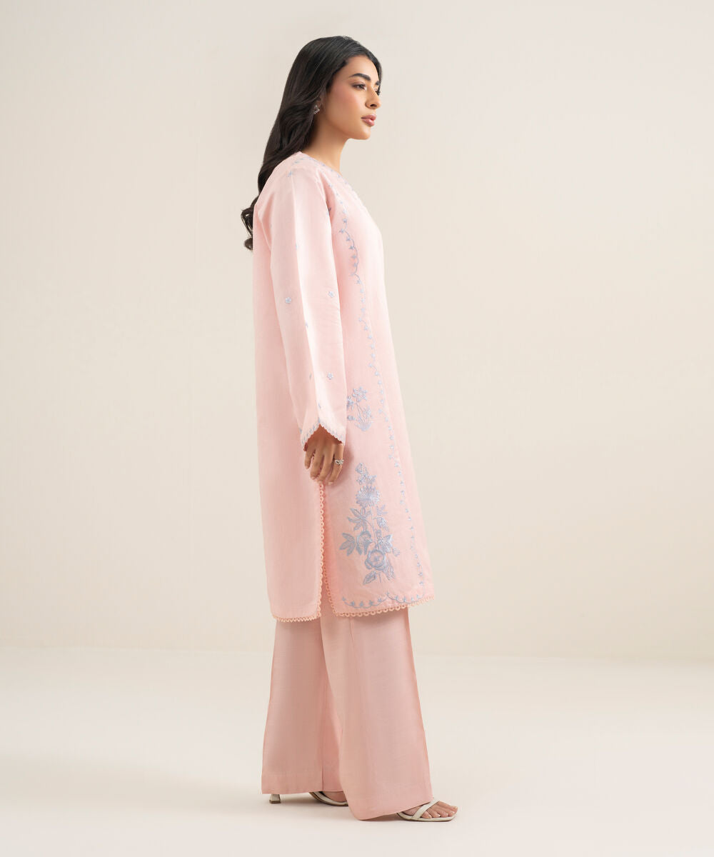 2 Piece - Embroidered Cotton Net Suit