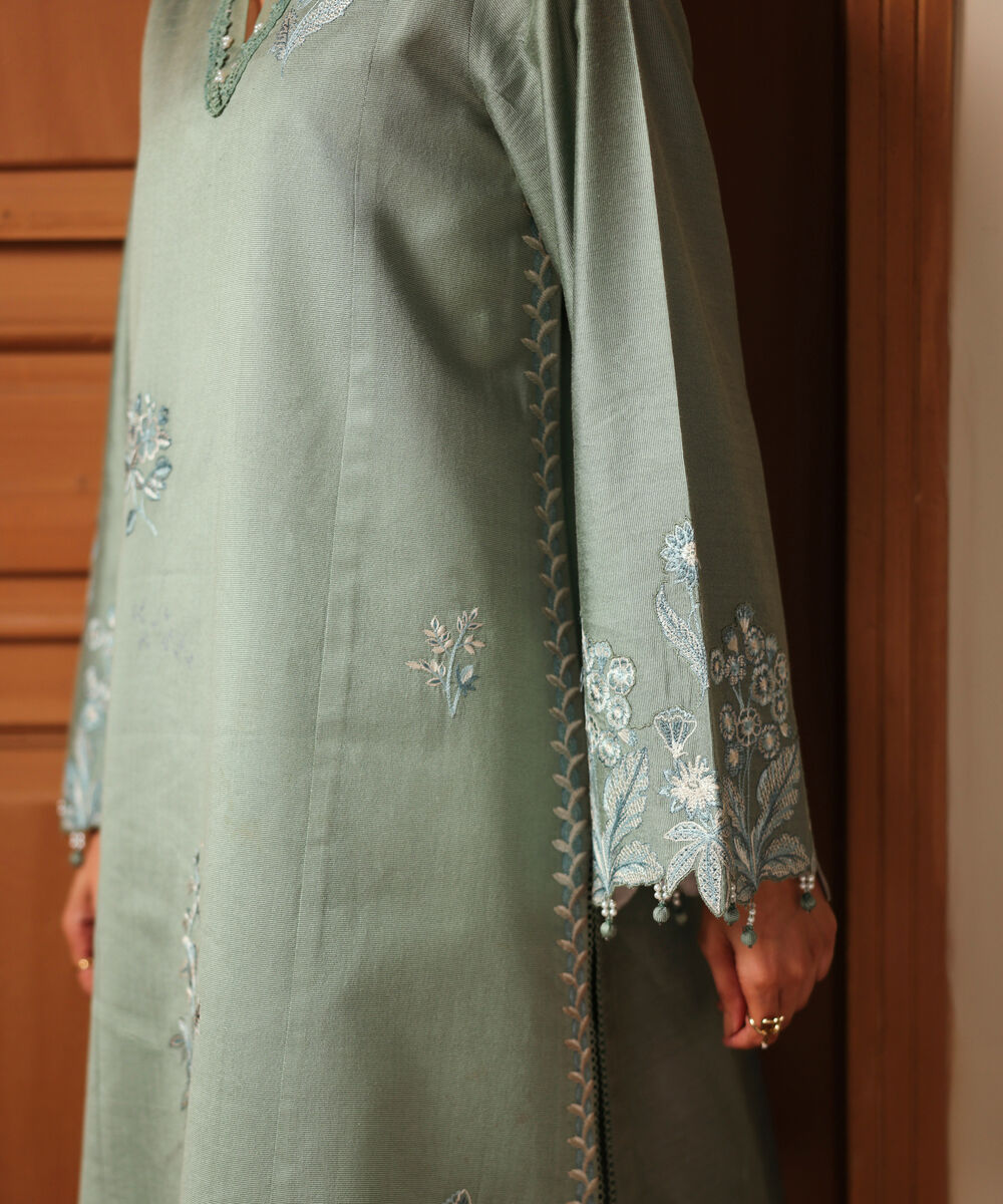 2 Piece - Embroidered Cotton Net Suit
