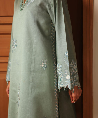 2 Piece - Embroidered Cotton Net Suit