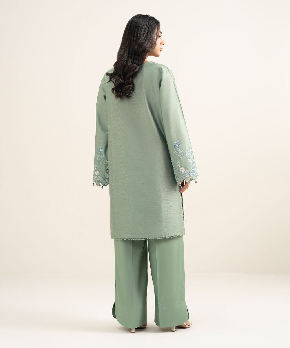 2 Piece - Embroidered Cotton Net Suit
