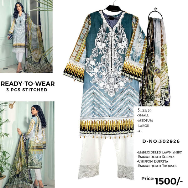 (3 PCS SUITS) 50% OFF  PKR:1500