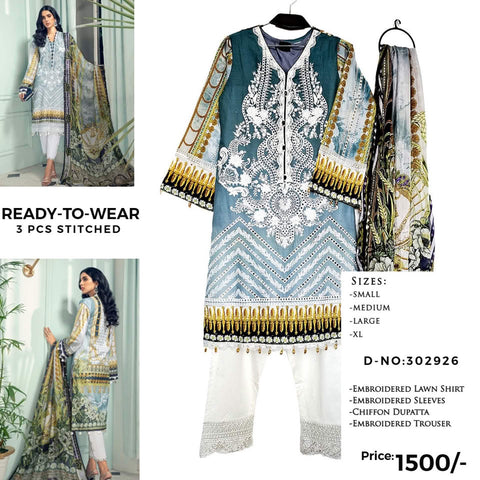 (3 PCS SUITS) 50% OFF  PKR:1500
