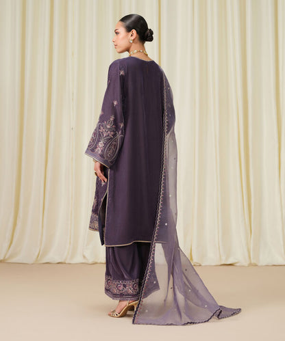 3 Piece - Embroidered Velvet Suit