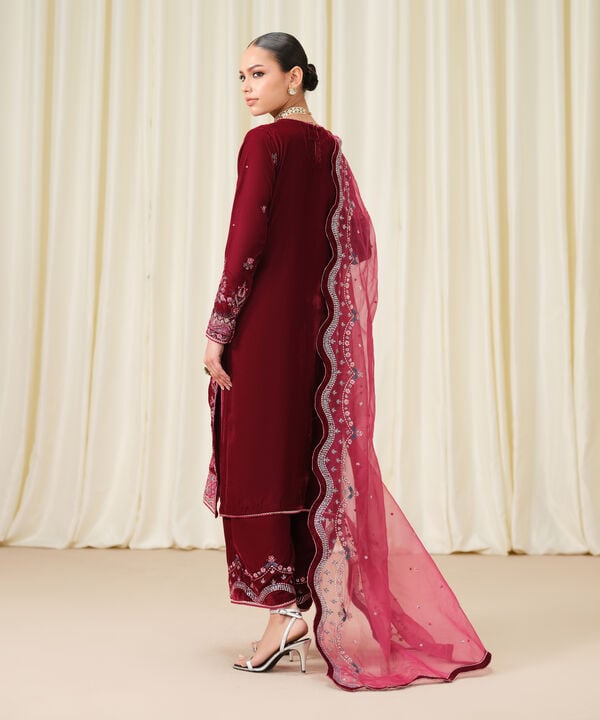 3 Piece - Embroidered Velvet Suit