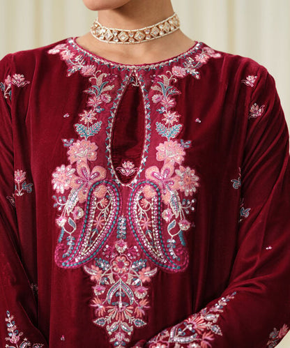 3 Piece - Embroidered Velvet Suit