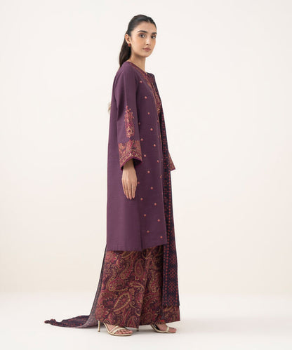 3 Piece - Embroidered Khaddar Suit