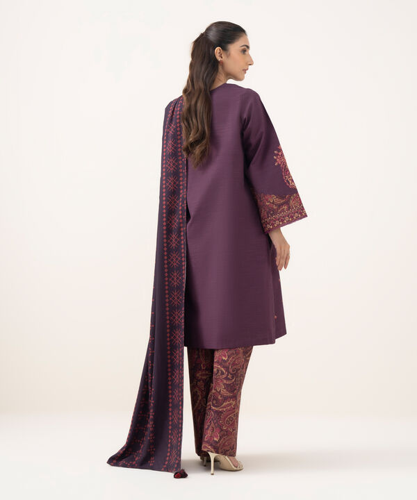 3 Piece - Embroidered Khaddar Suit