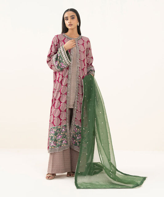 3 Piece - Embroidered Viscose Suit