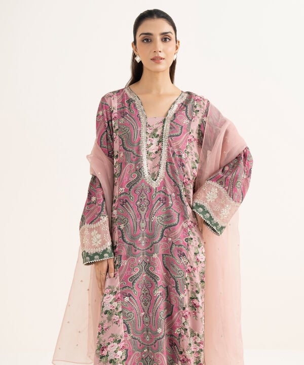 3 Piece - Embroidered Viscose Suit