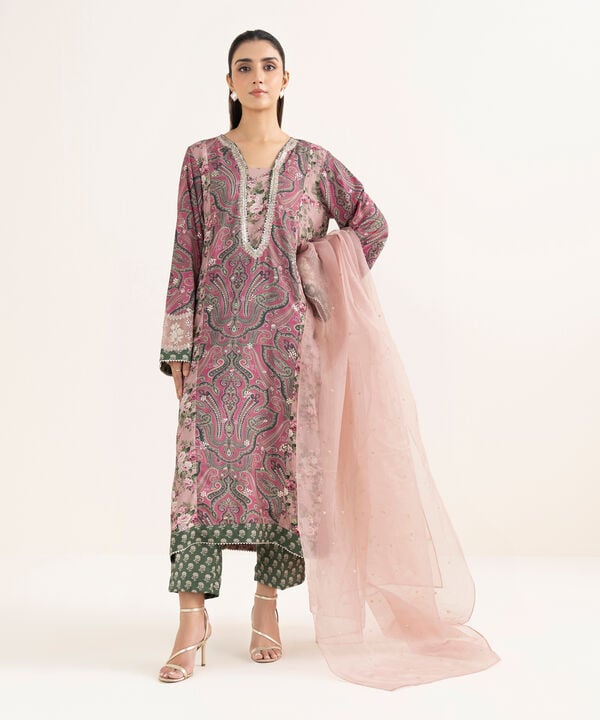3 Piece - Embroidered Viscose Suit