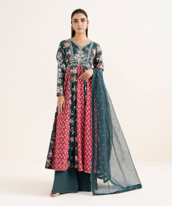 3 Piece - Embroidered Viscose Suit