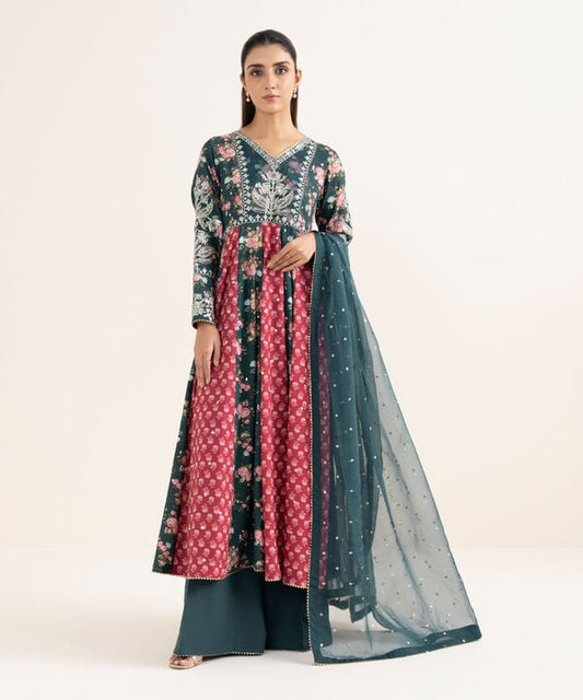 3 Piece - Embroidered Viscose Suit