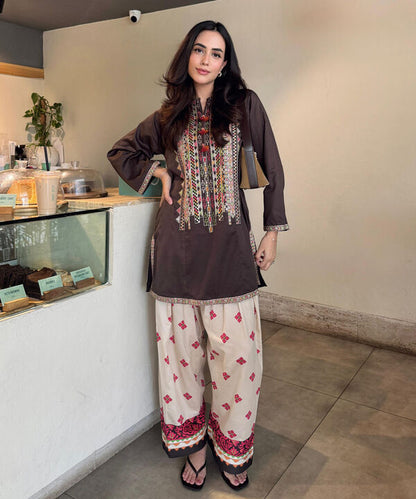 Embroidered Cotton Satin Shirt