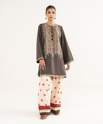 Embroidered Cotton Satin Shirt