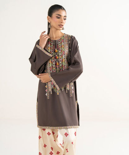 Embroidered Cotton Satin Shirt