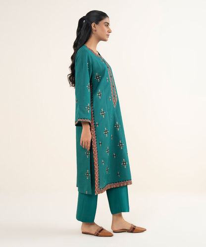 Embroidered Textured Slub Shirt