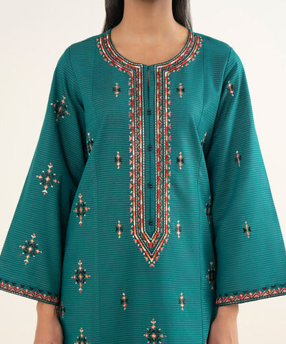 Embroidered Textured Slub Shirt