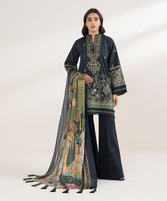 3 Piece - Embroidered Cotton Suit