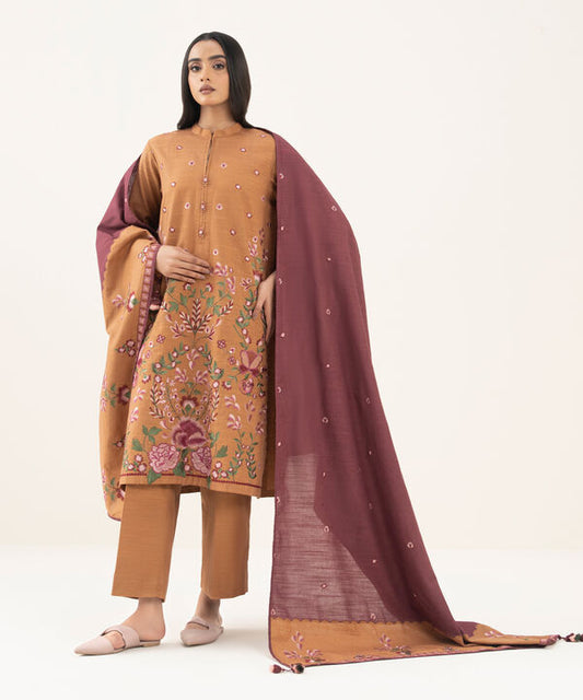 3 Piece - Embroidered Khaddar Suit