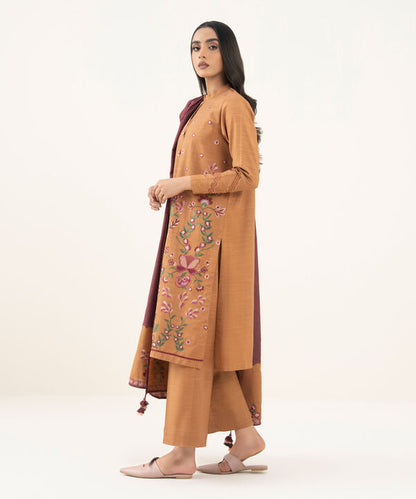 3 Piece - Embroidered Khaddar Suit