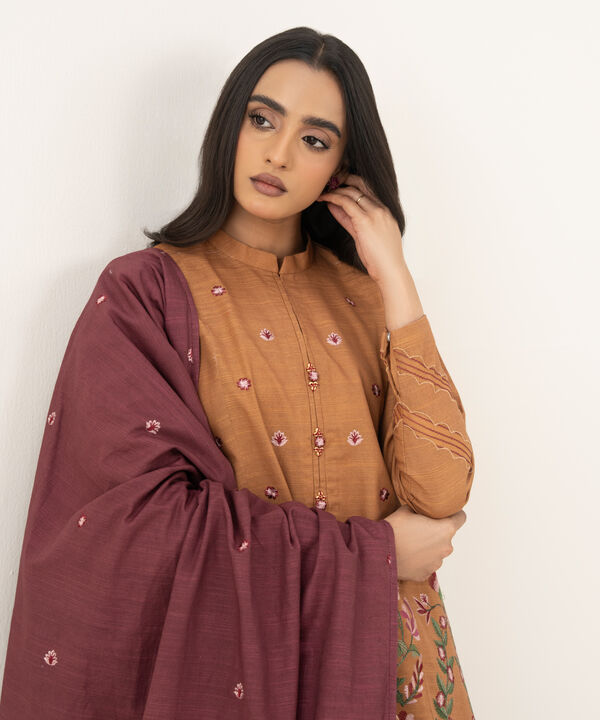 3 Piece - Embroidered Khaddar Suit