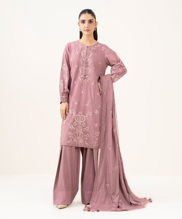 3 Piece - Embroidered Linen Suit