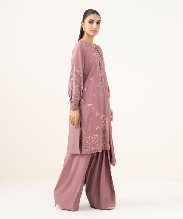 3 Piece - Embroidered Linen Suit