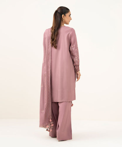 3 Piece - Embroidered Linen Suit