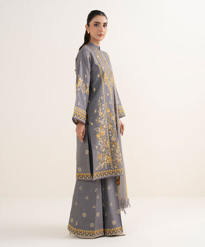3 Piece - Embroidered Zari Khaddar Suit