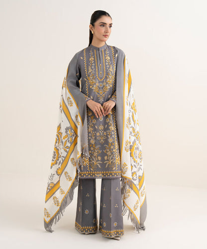 3 Piece - Embroidered Zari Khaddar Suit