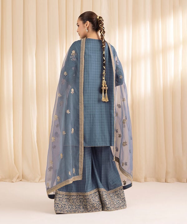 3 Piece - Embroidered Dobby Suit (Stitched)