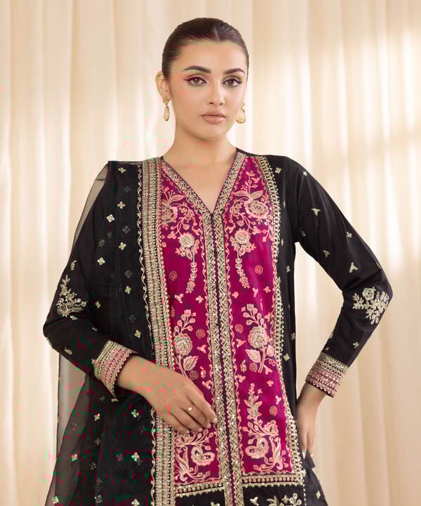 3 Piece - Embroidered Jacquard Suit (Stitched)