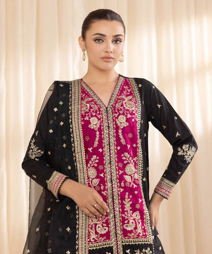 3 Piece - Embroidered Jacquard Suit (Stitched)