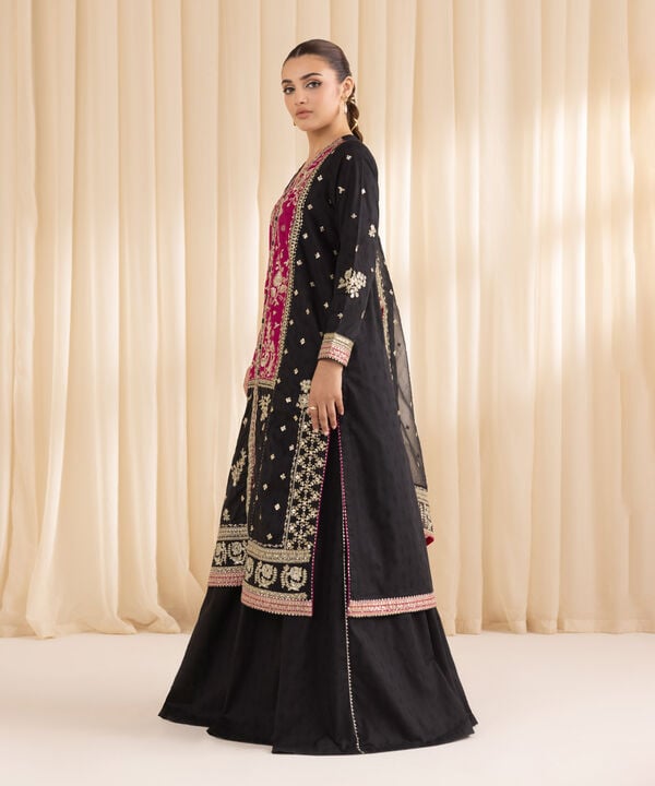 3 Piece - Embroidered Jacquard Suit (Stitched)