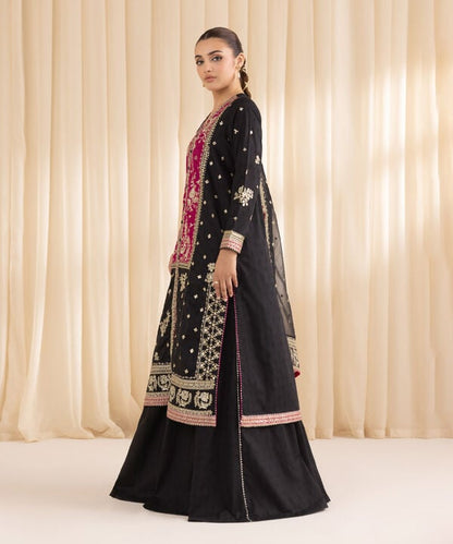 3 Piece - Embroidered Jacquard Suit (Stitched)