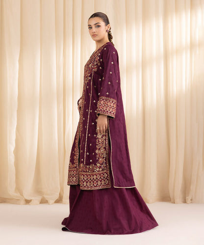 3 Piece - Embroidered Jacquard Suit (Stitched)