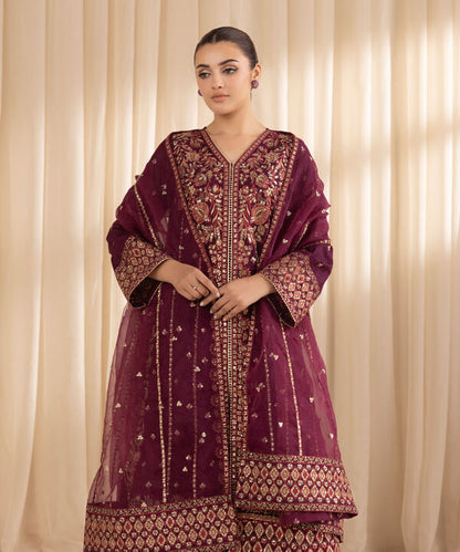 3 Piece - Embroidered Jacquard Suit (Stitched)