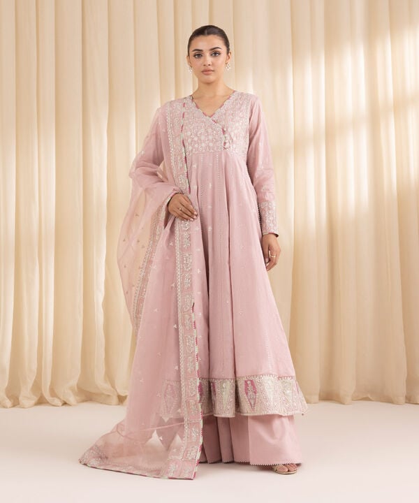 3 Piece - Embroidered Jacquard Suit (Stitched)