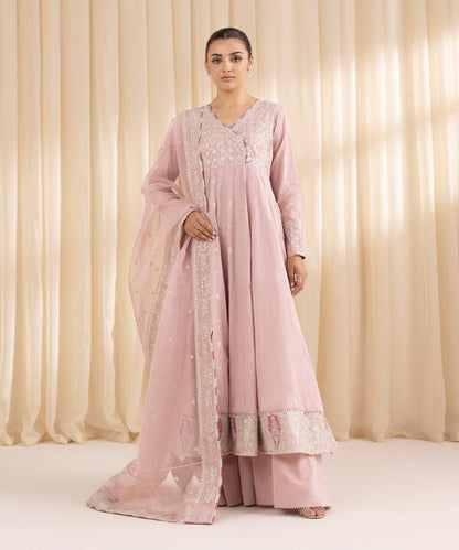 3 Piece - Embroidered Jacquard Suit (Stitched)