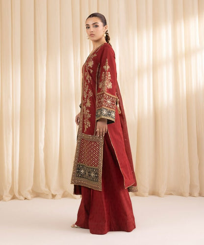 3 Piece - Embroidered Jacquard Suit (Stitched)
