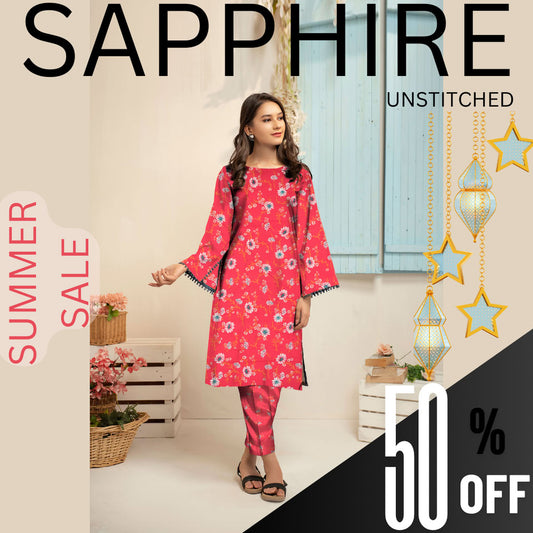 2 Pieces Unstitched Digital Print Suit LD 808