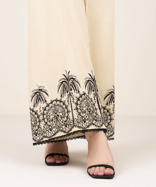 Embroidered Cotton Flared Pants