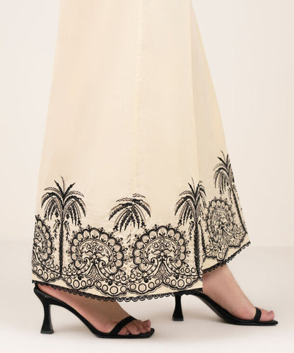Embroidered Cotton Flared Pants