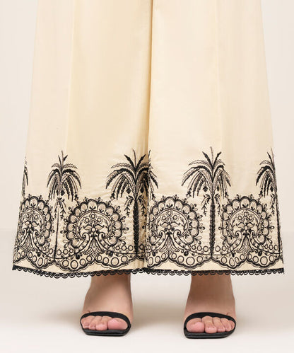 Embroidered Cotton Flared Pants