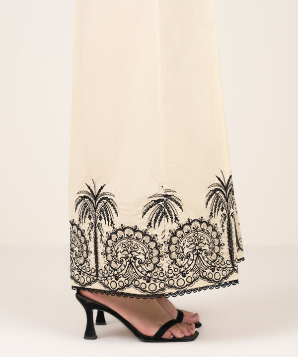 Embroidered Cotton Flared Pants