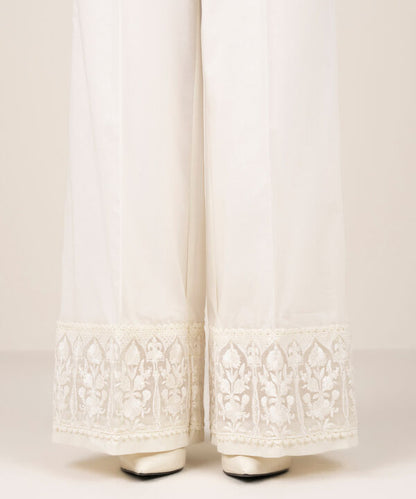 Embroidered Cotton Flared Pants