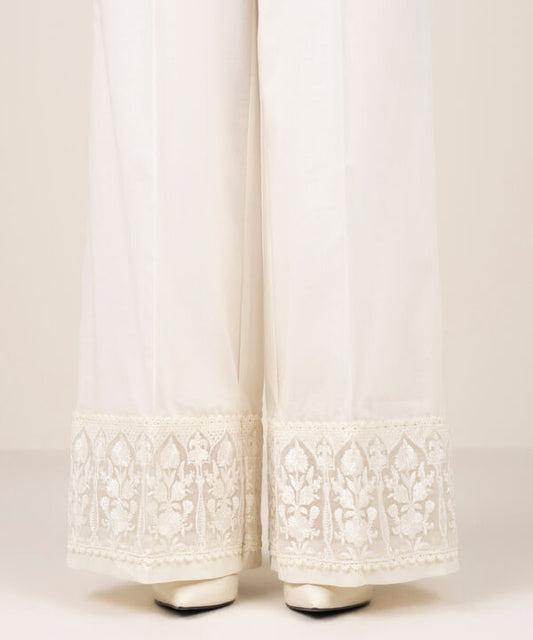 Embroidered Cotton Flared Pants